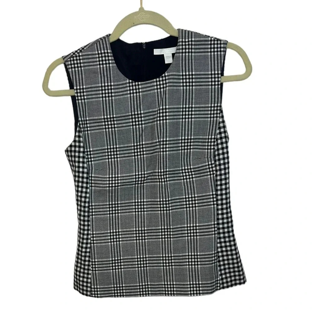 HUGO BOSS WOMENS PLAID SLEEVELESS BLOUSE